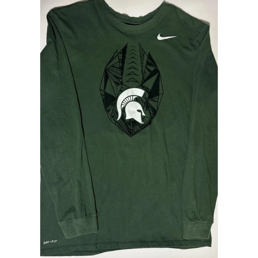 Nike Michigan State‎ Spartans Dri Fit Long Sleeve T Shirt Men Size L Green